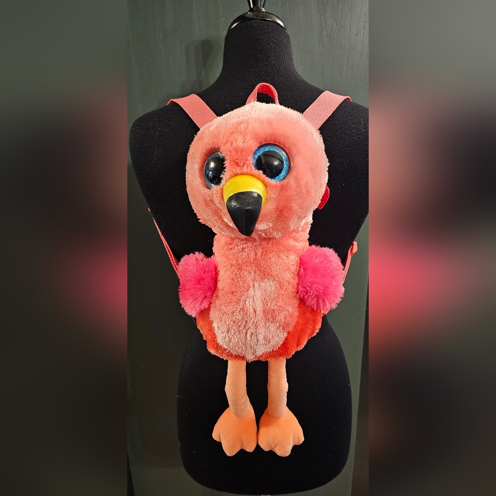 TY Pink Flamingo Plush Backpack